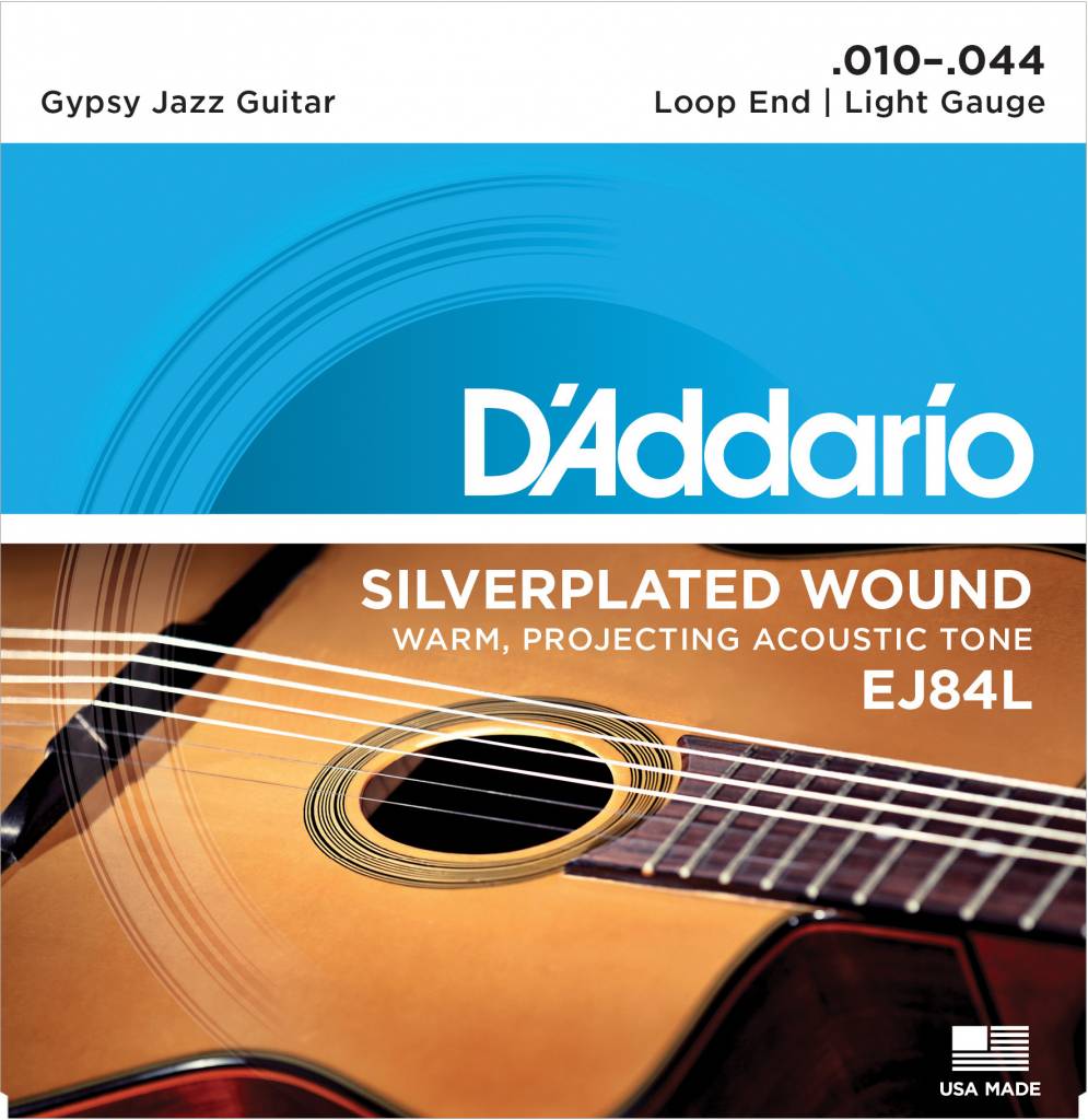 Cordes pour guitare acoustique D'Addario Gypsy Jazz avec embout en boucle - 10-44